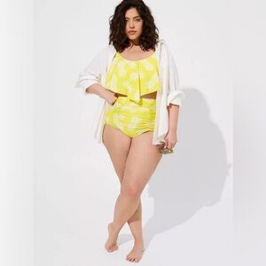Torrid pineapple flounce bikini set